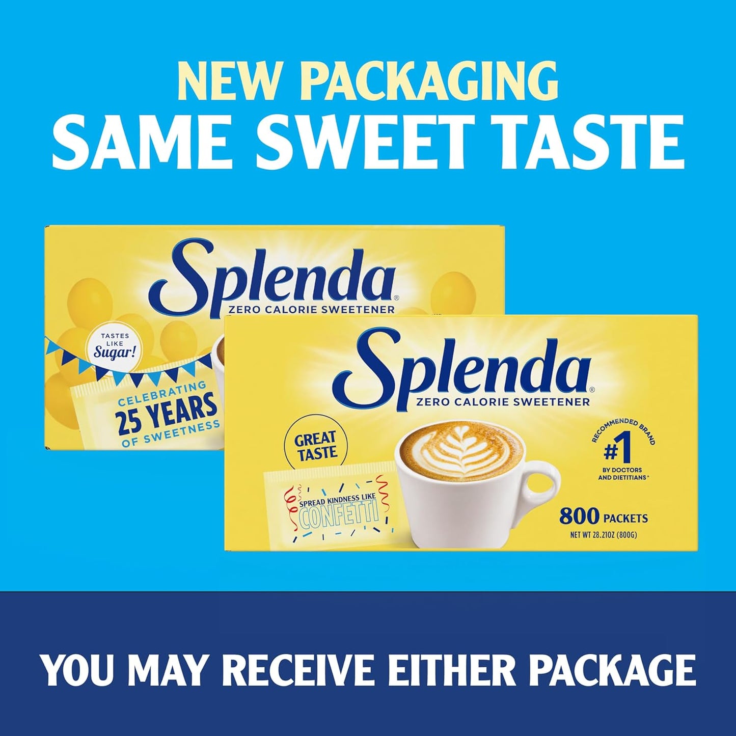 SPLENDA Zero Calorie Sweetener - 800 Packets for Guilt-Free Sweetening | Perfect for Baking