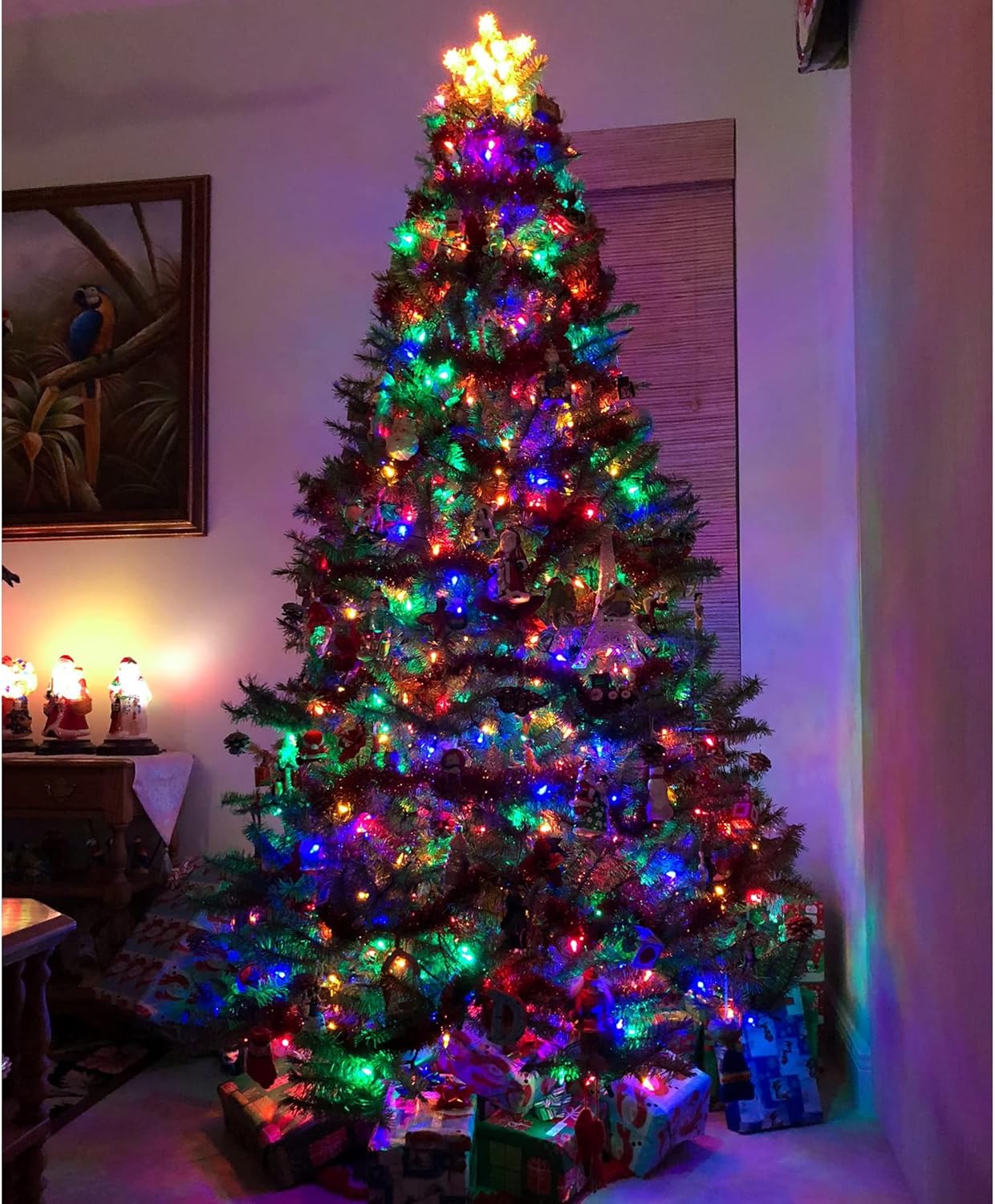Juegoal 6-Foot Artificial Christmas Tree - 300 LED Warm White & Color Changing Lights | Durable Metal Legs, 850 Tips
