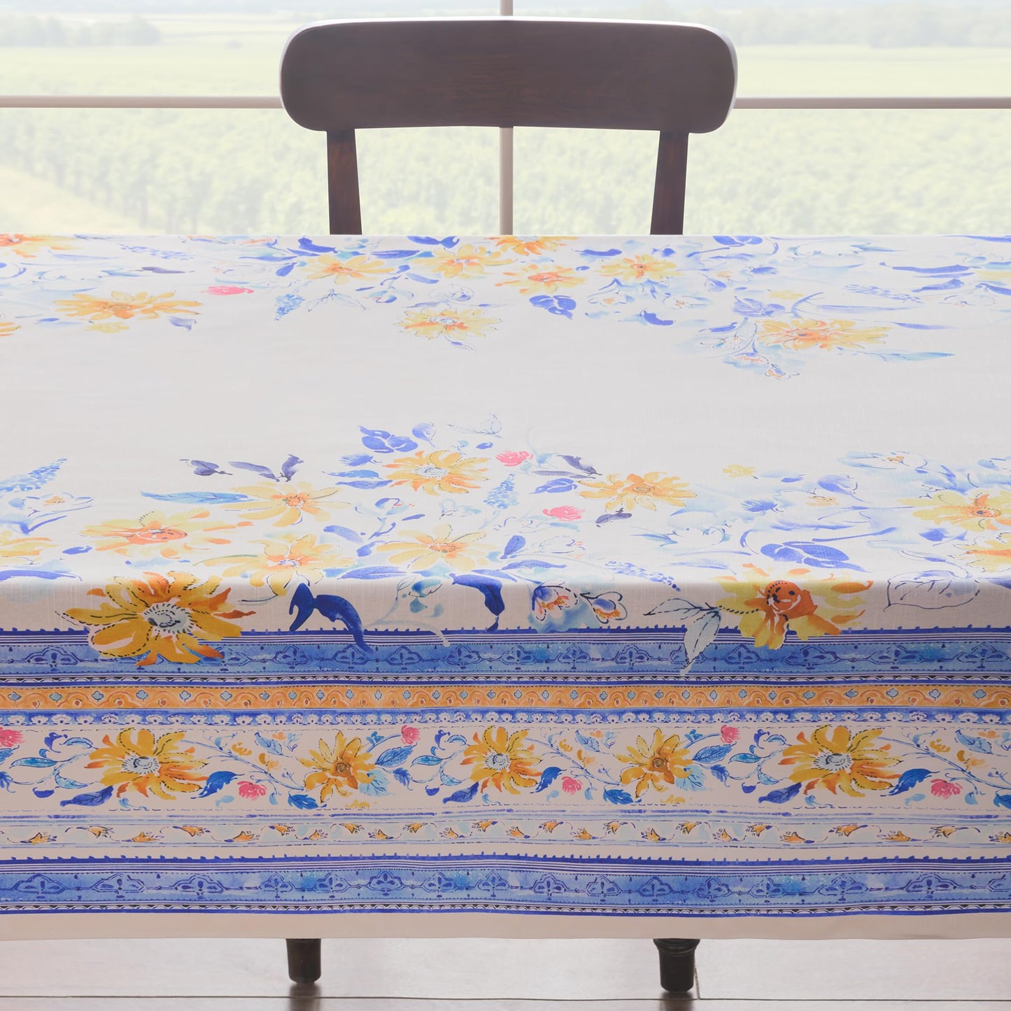 Maison d' Hermine Table Cloth Rectangle Table 100% Cotton 70 x 90 Inches Tablecloth Reusable Decorative for Dining Kitchen Room Farmhouse Home Gifts for Mothers Day Spring Summer - Girassol