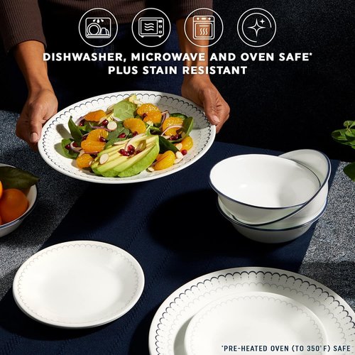 Corelle 18-Piece Dinnerware Set - Lightweight, Chip-Resistant Plates & Bowls for 6 | Microwave & Dishwasher Safe, Caspian