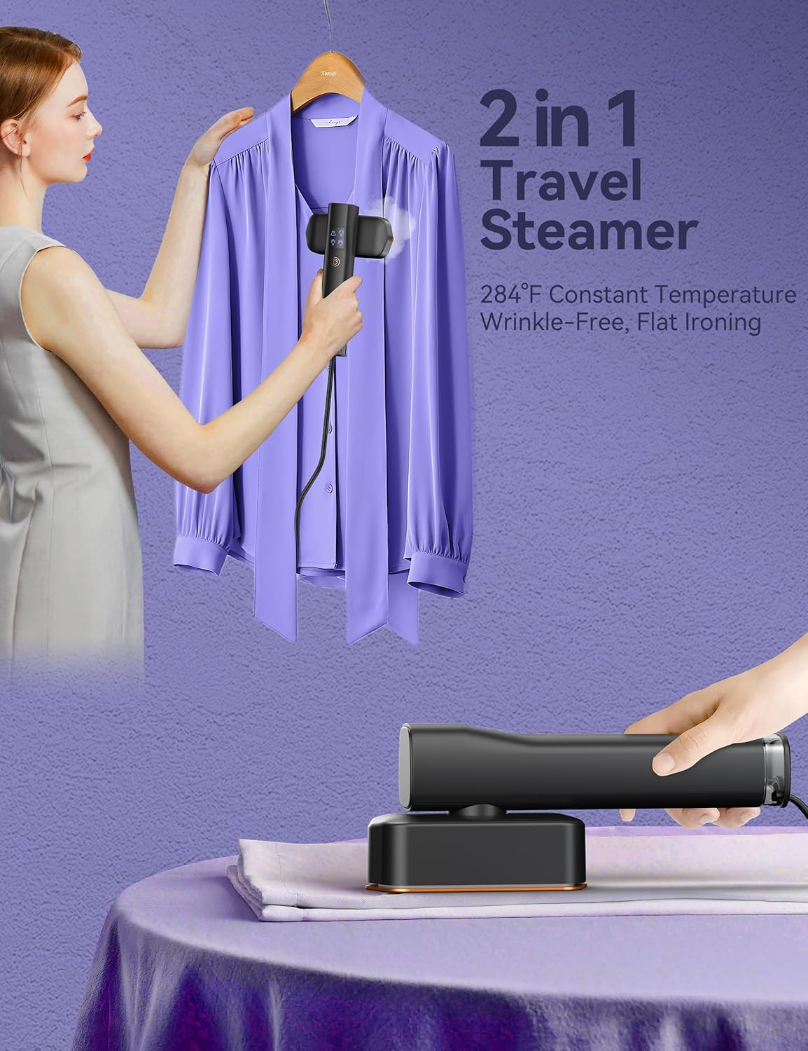 Sundu Portable 2-in-1 Travel Steamer & Iron - Fast 15s Heat-Up, 100ml Tank, 1200W Power | Gray