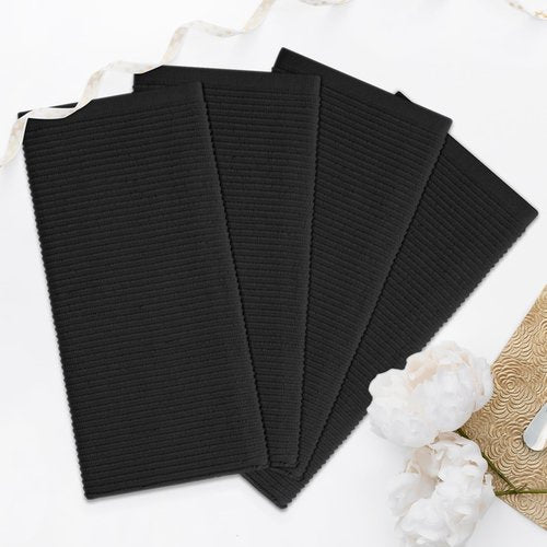 Homaxy Premium Kitchen Towels (18"x 28", 6 Pack), Large 100% Cotton Kitchen Hand Towels, Ultra Absorbent Ribbed Terry Tea Towels Set with Hanging Loop, Black