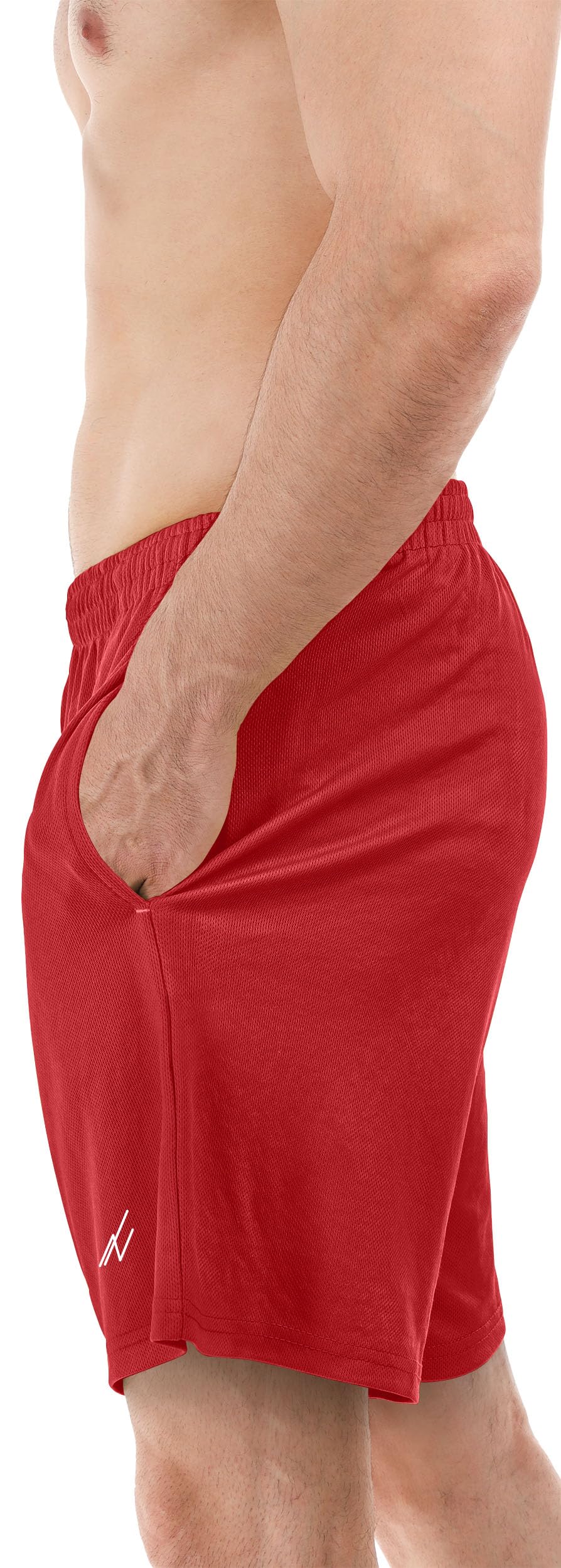 NY Threads Men's Athletic Shorts Quick Dry Loose-Fit Lightweight Running Workout Gym Shorts with Pockets, Large, Red