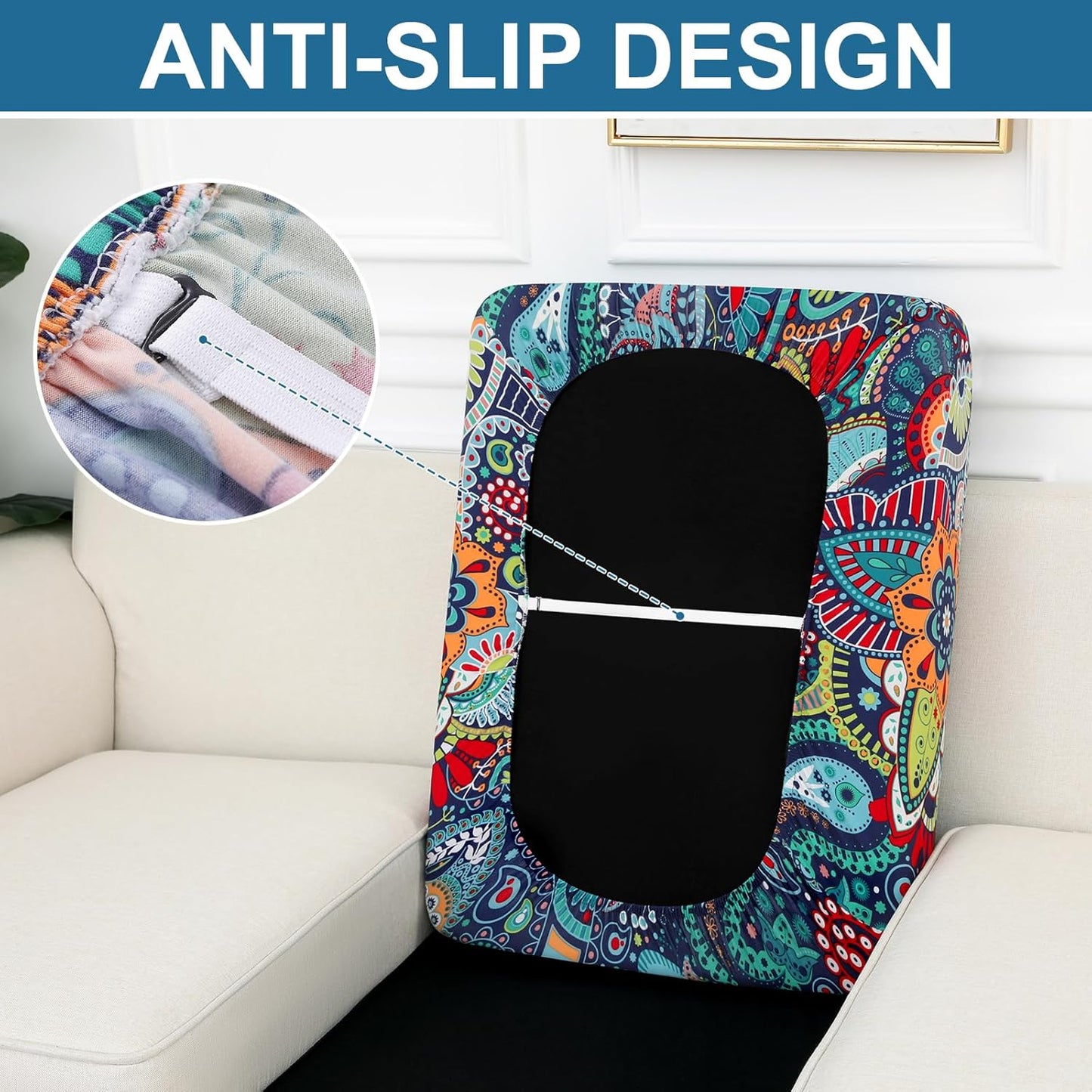 Smiry Couch Cushion Covers - Stretch Soft Non-Slip Sofa Slipcover | Washable Protector (1 Pack, Blue Green)