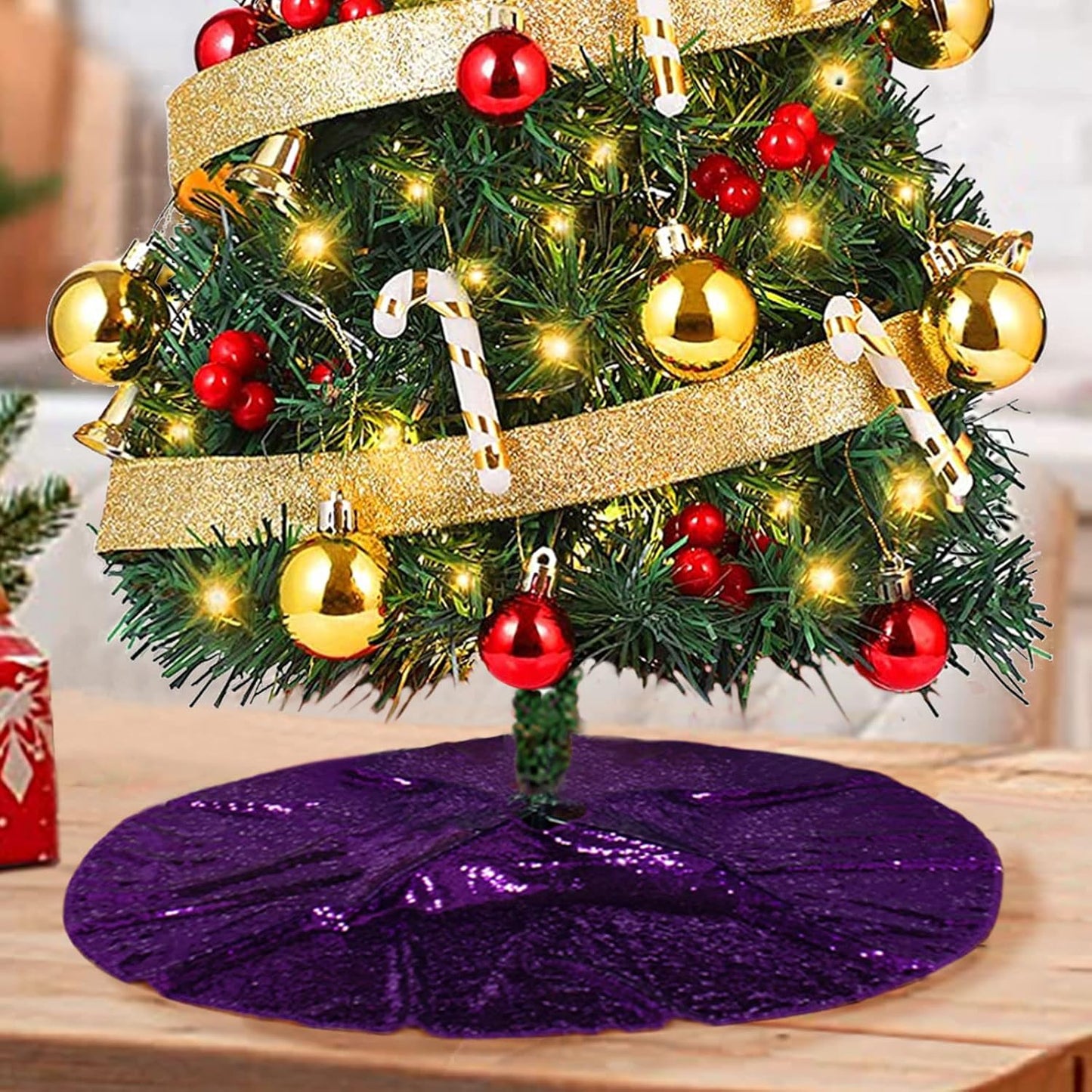 48-Inch Silver Sequin Christmas Tree Skirt - Reusable Holiday Decor for Festive Parties