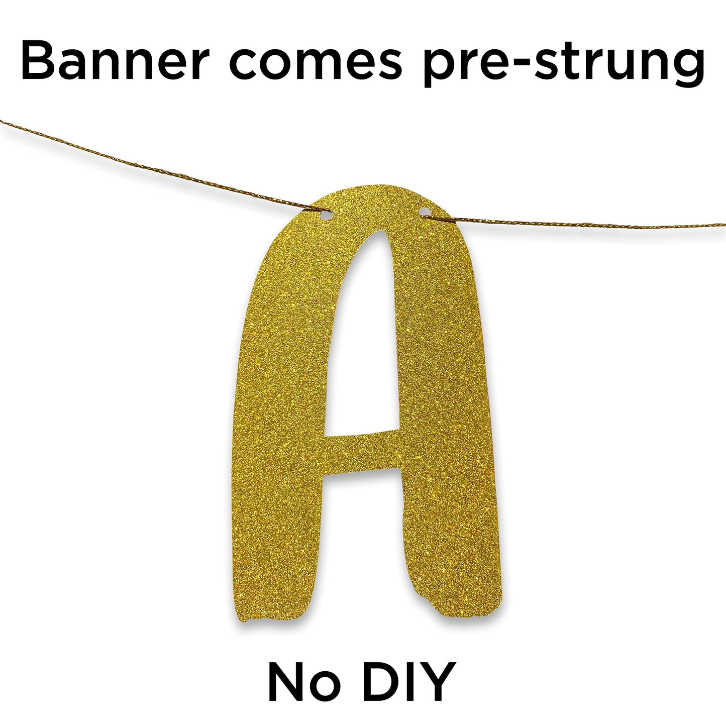 Pre-Strung Fortylicious Gold Glitter Banner - Funny 40th Birthday and Anniversary Decorations for Men and Women - Party Supplies and Gifts
