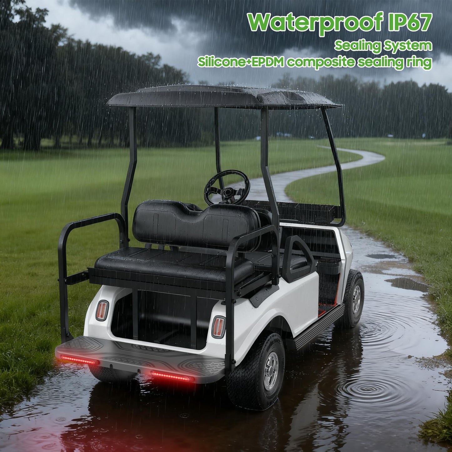 10L0L Universal Golf Cart Taillights - 12V Golf Cart Brake Light Kit with Turn Signal, Tail Lights for Golf Carts, ATV, UTV, and Cars - Easy Direct Wiring & 34‘’ Extended Cable