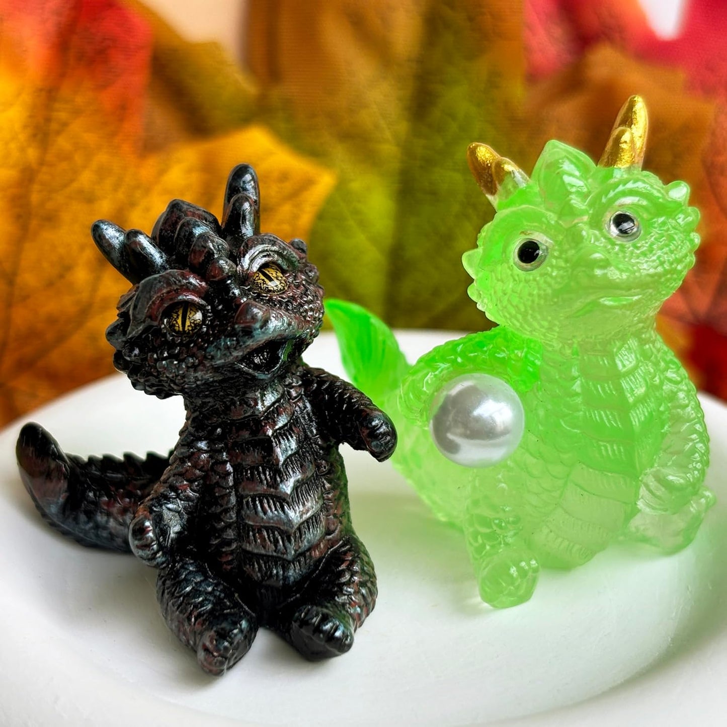 Skiennix Cute Mini Baby Dragon Figurines Set - Adorable Cake Toppers & Fairy Garden Decor | Resin Ornaments
