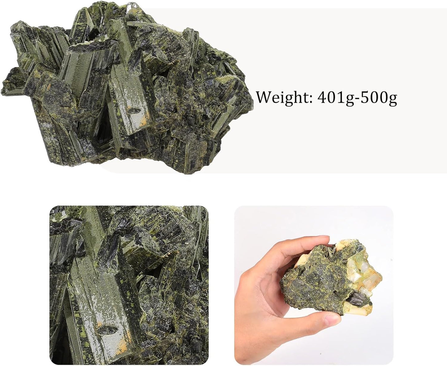 Sportmusies Natural Raw Green Tourmaline Crystal Cluster Reiki Healing Home Office Decoration, Irregular-Shaped Green Tourmaline Stone Mineral Specimen, 1.88-5.03 inches