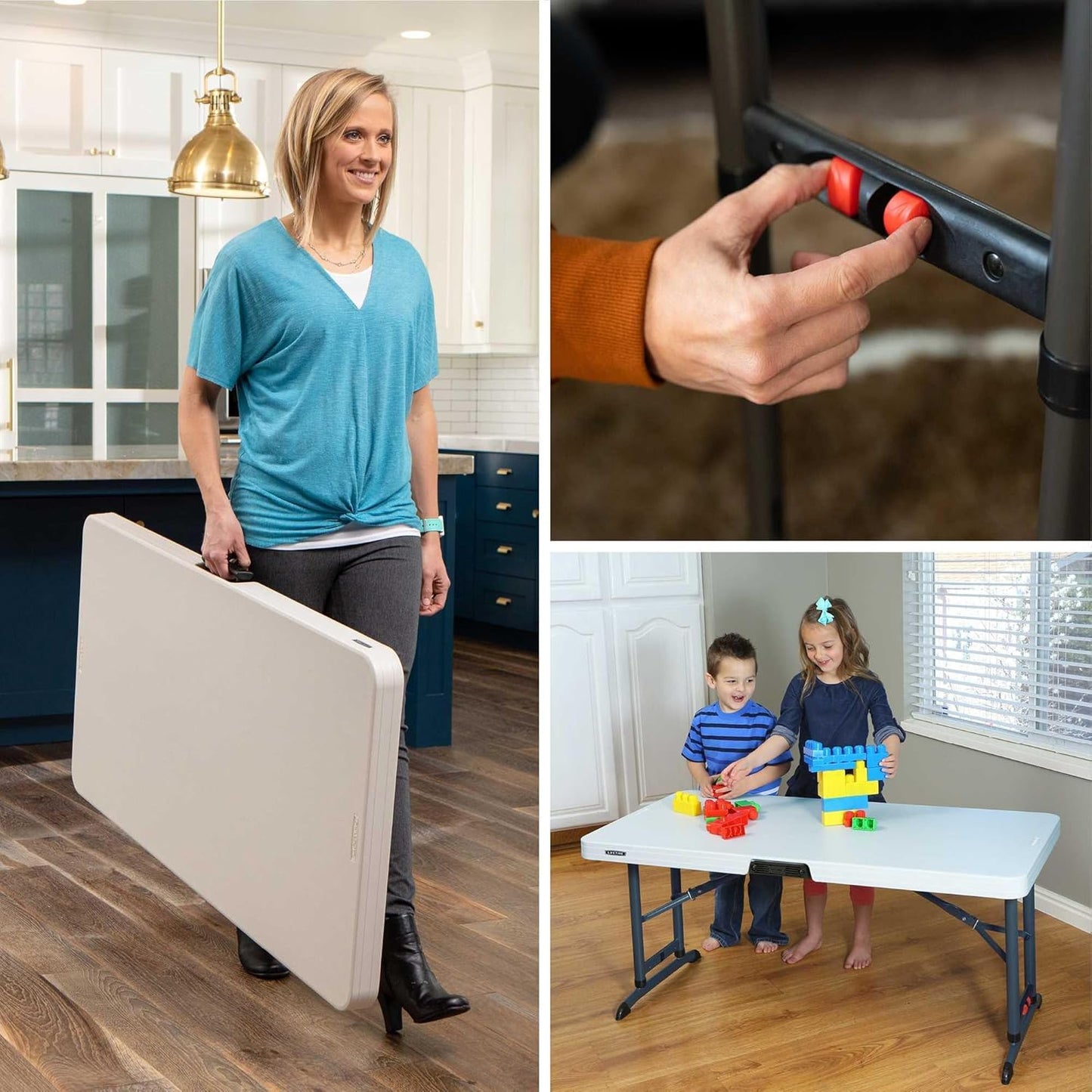 LIFETIME 80387 Adjustable Folding Table - 4-Foot Commercial Design in Almond Color