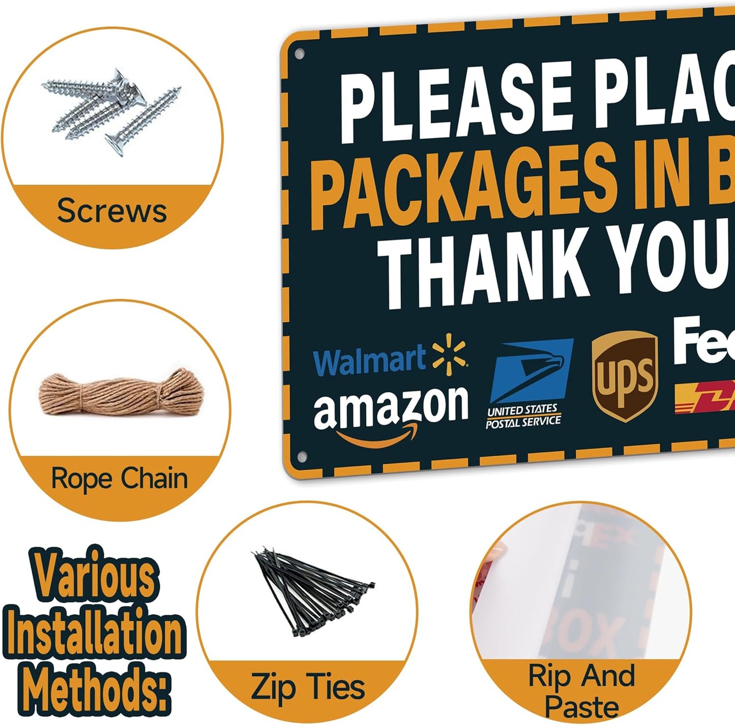 Please Leave Packages Here Sign - Self-Adhesive Waterproof Delivery Sticker for Home & Office