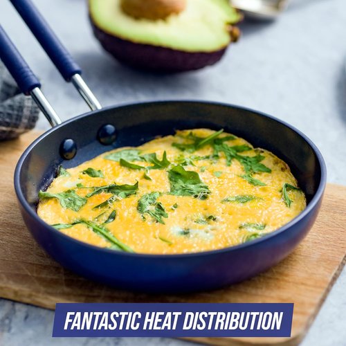 Blue Diamond Mini Egg Frying Pan - Diamond Infused Nonstick Ceramic, PFAS-Free, Dishwasher Safe, Blue