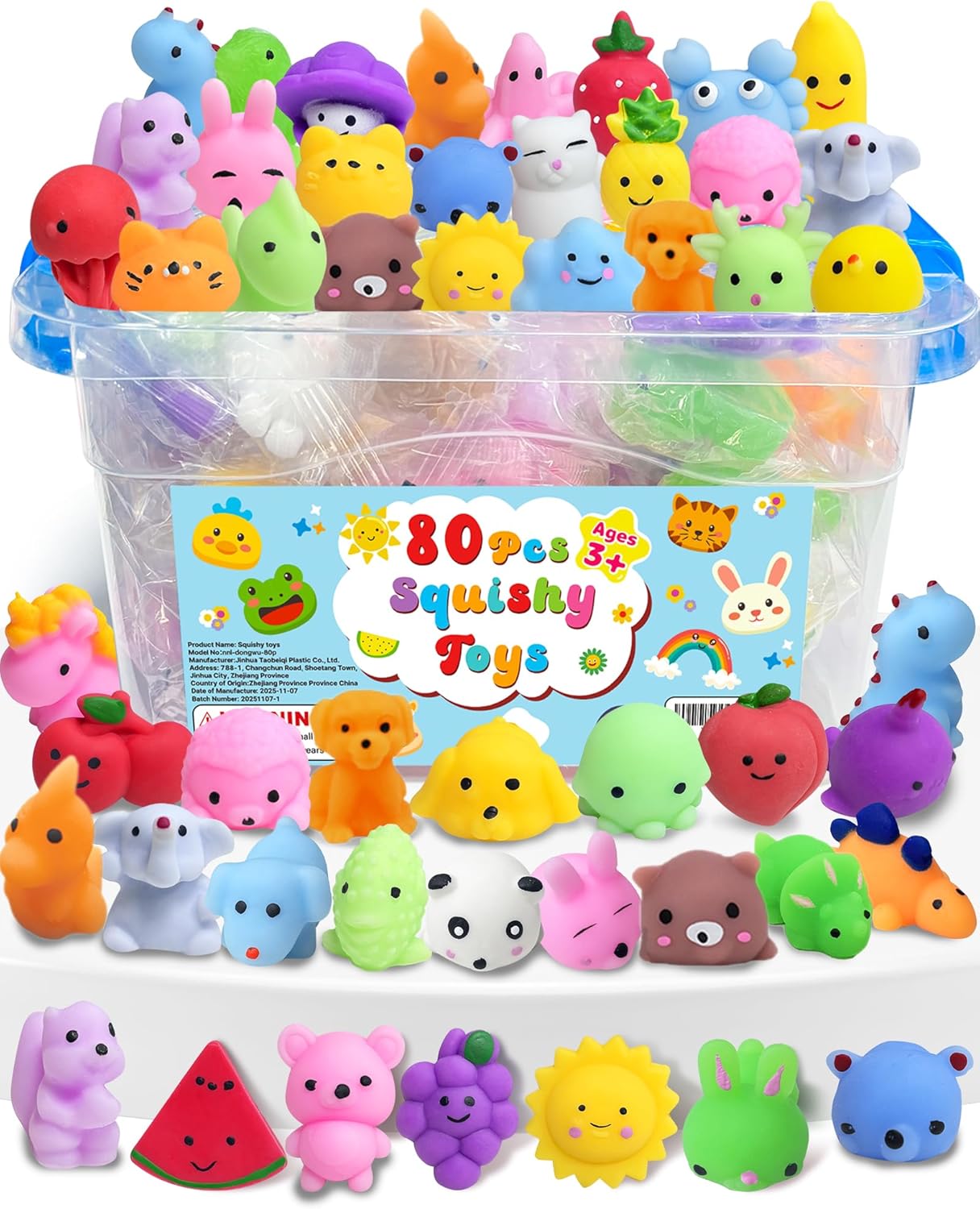 Skiennix 80 Pack Squishy Toys - Kawaii Party Favors for Kids | Mini Birthday Gifts & Classroom Prizes