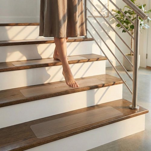 Clear Non Slip Stair Treads for Wooden Steps Indoor (20 Pack) - 30” x 6” Wide Transparent Peel and Stick Stair Treads Non Slip, Indoor Safety Strips for Wood Stairs, Stair Grips for Elderly and Pets