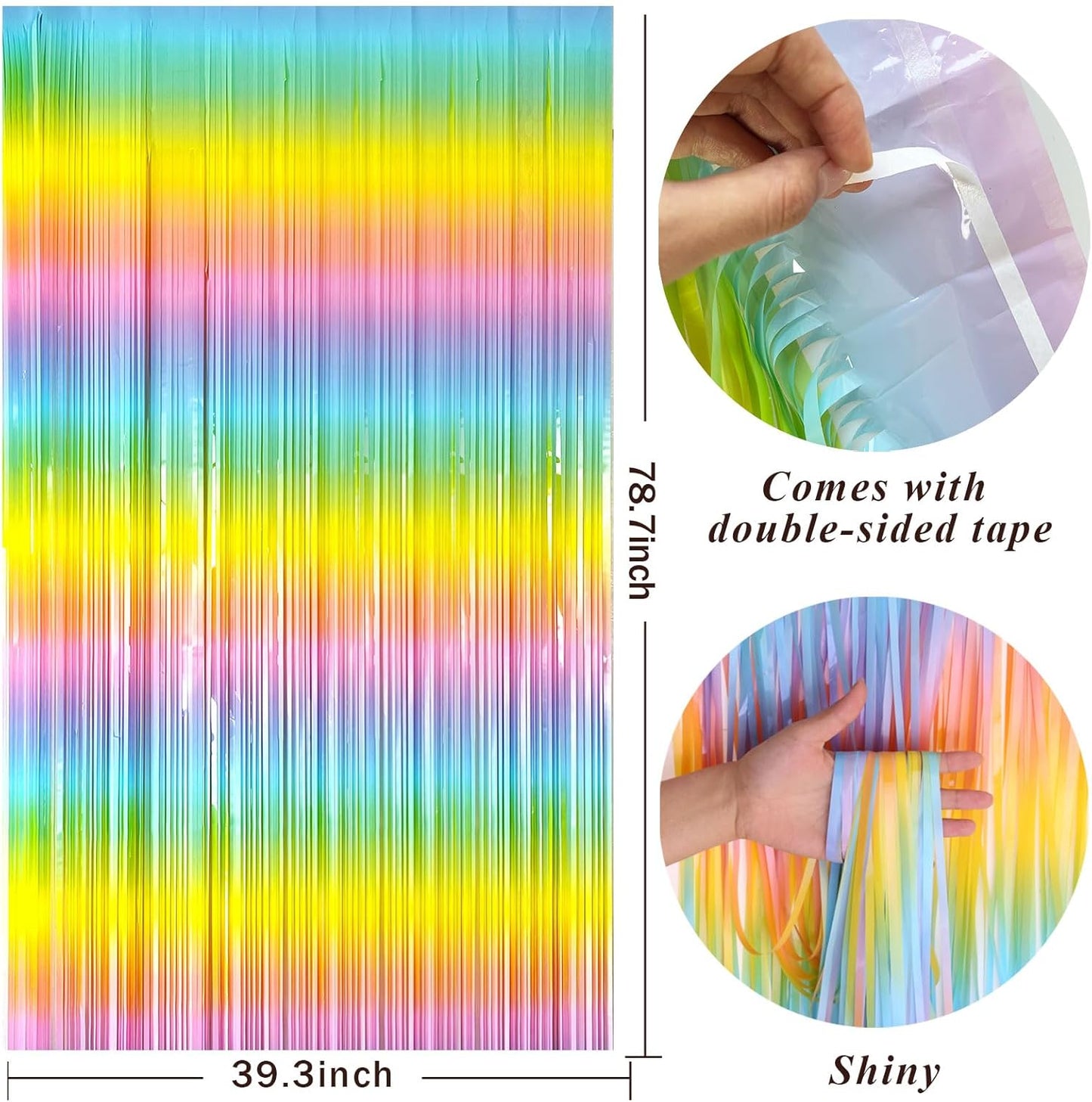 Pastel Rainbow Foil Fringe Curtain - Vibrant Backdrop for Birthday Party Decorations | Tinsel Streamers