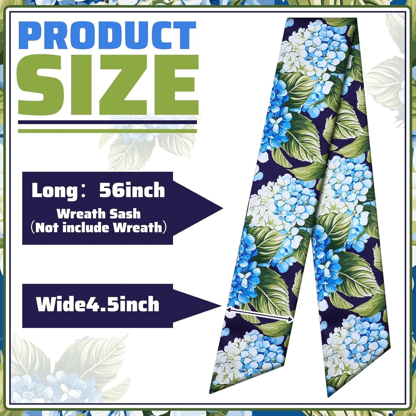 Skiennix Wreath Sash - Satin Blank Sashes for Embroidery | Indoor/Outdoor Home Decor (Blue, Green)