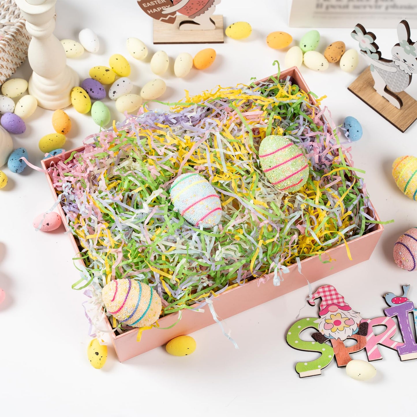 CIPOWM 340g/12oz Easter Grass Shredded Paper Filler 6 Colors Paper Shred Crinkle Raffia Paper Filler for Easter Gift Wrapping Boxes Bags Basket Filling Party Supply(6 Colors)