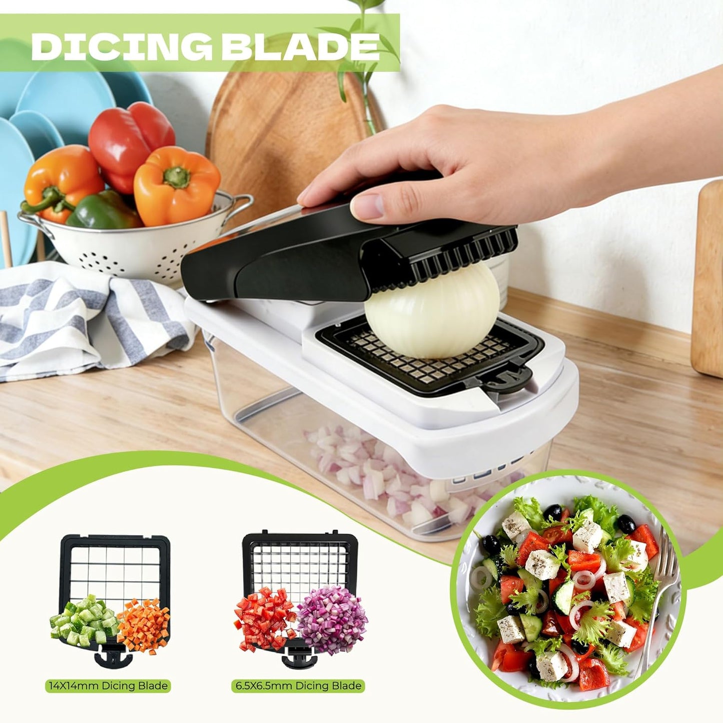 Skiennix 17-in-1 Vegetable Chopper - Multifunctional Mandoline Slicer with Container & Gloves | Perfect for Potatoes, Carrots, Garlic & Salad Prep