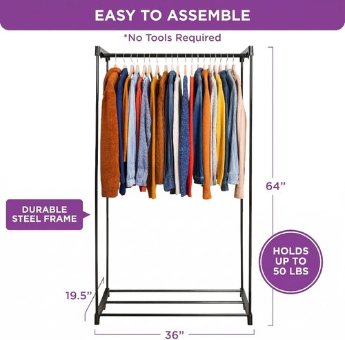 HOLDN’ STORAGE Portable Wardrobe Closet - Durable Clothes Organizer with Heavy Duty Metal Rod | Easy Assembly, White Canvas Cover