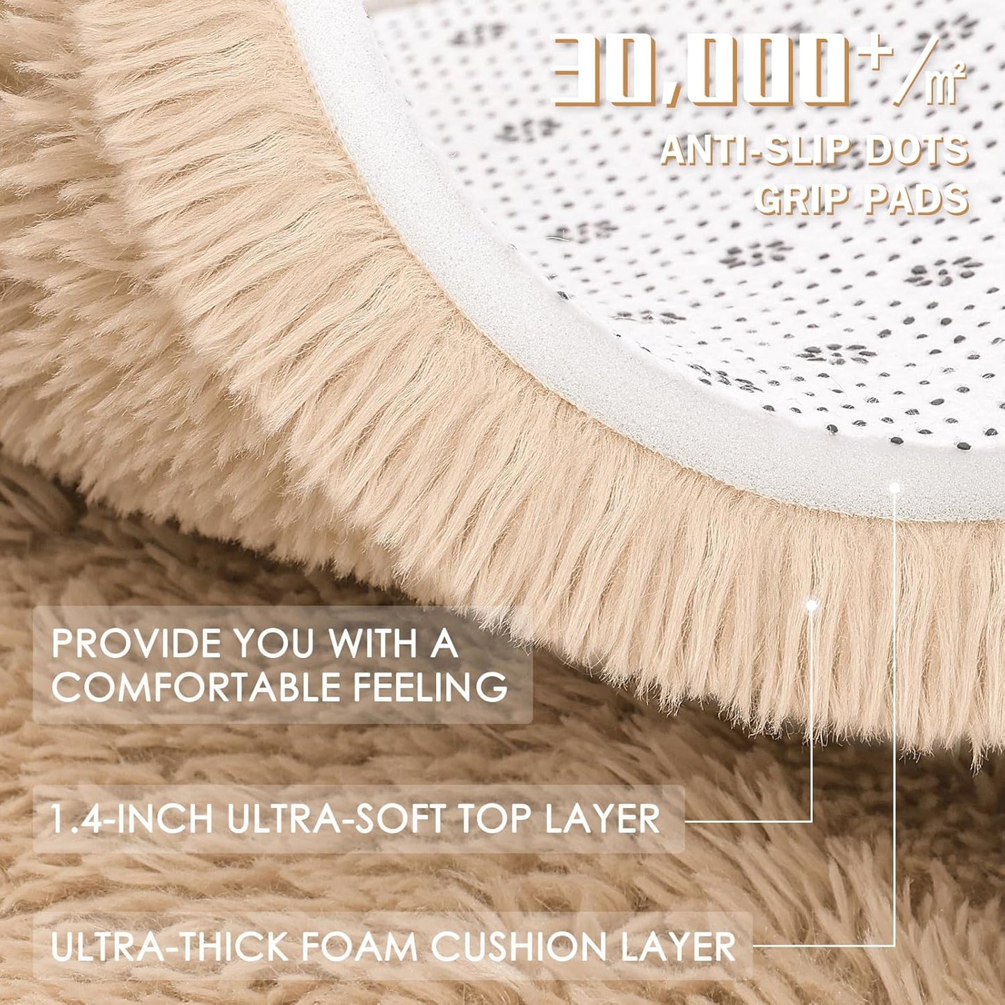 OLANLY Large Area Rug - Soft Fluffy Shaggy Carpet for Living Room & Bedroom | 5x7 Beige Indoor Decor
