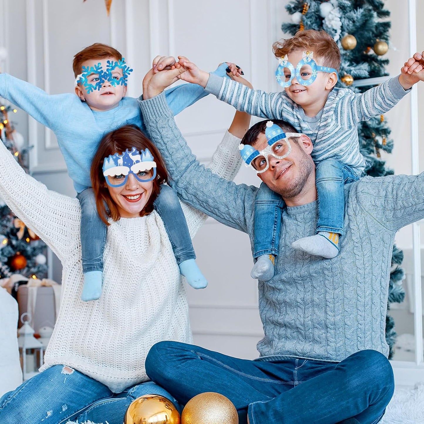 Skiennix Snowflake Paper Eyeglasses - 36 Pcs Winter Party Favors for Christmas & Holiday Celebrations