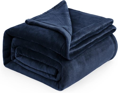 Bedsure GentleSoft King Size Fleece Blanket - Soft, Lightweight, Plush Navy Blue Microfiber, 108x90 Inches