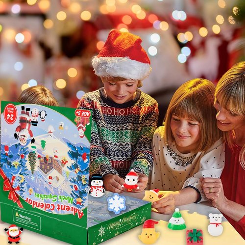 Christmas Advent Calendars 2025 - 24pcs Cute Mochi Squishies Countdown Toys for Kids