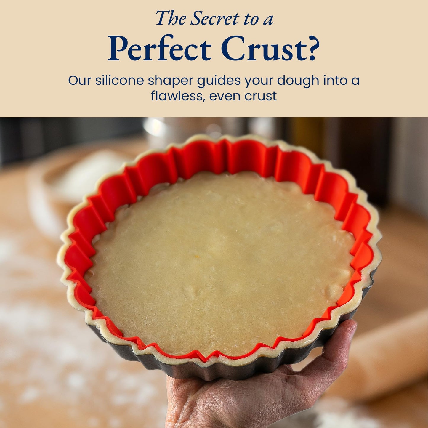 Patz&Patz Fluted Tart Pan 9 Inch Removable Bottom with Patented Silicone Crust Shaper | Nonstick Carbon Steel Quiche Baking Dish, Fruit Tart Molds for Baking, Quiche Pan & Pie Mold - PFOA & PTFE-Free