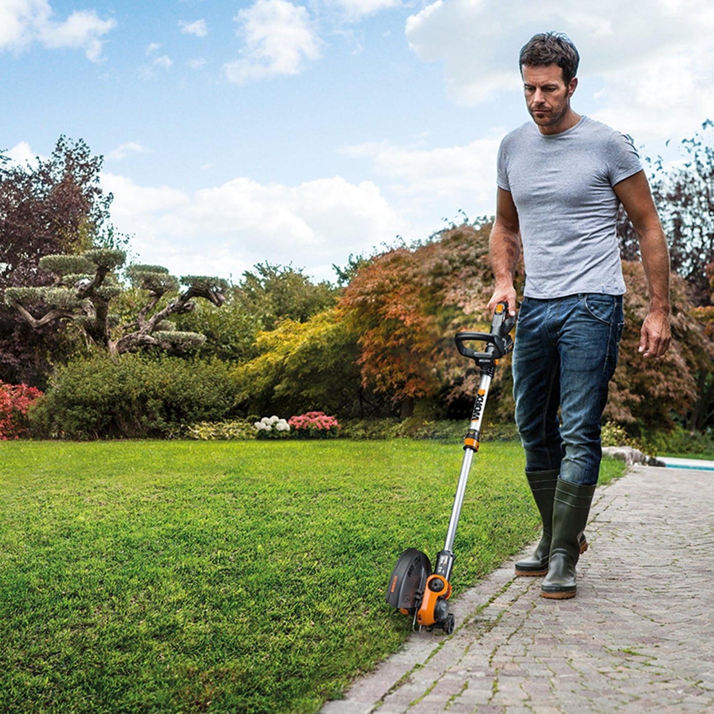 WORX 12'' Cordless String Trimmer & Lawn Edger - Lightweight 20V Weed Wacker with 90° Pivoting Head & 2 Batteries