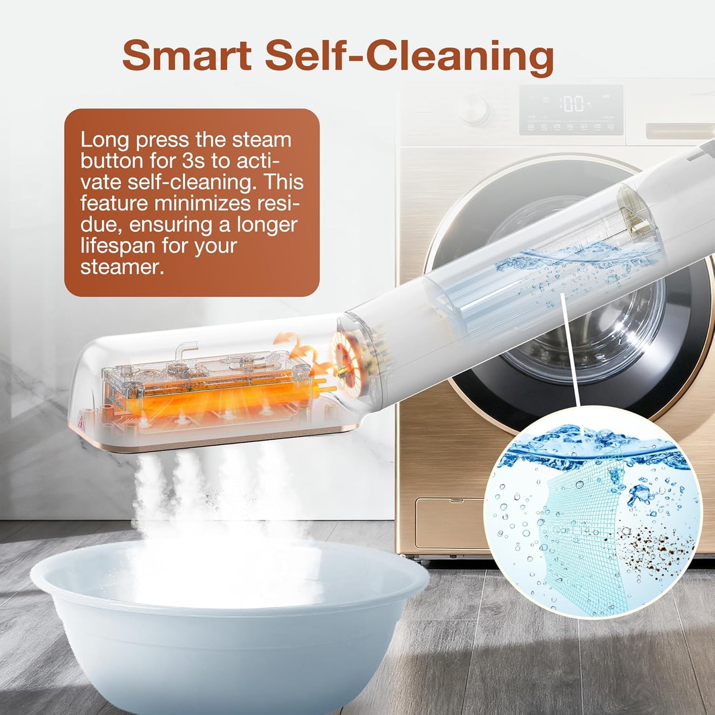 Newbealer Travel Iron - 2-in-1 Clothes Steamer & Dry Iron with Non-Stick Ceramic Soleplate | Gold, 100-240V