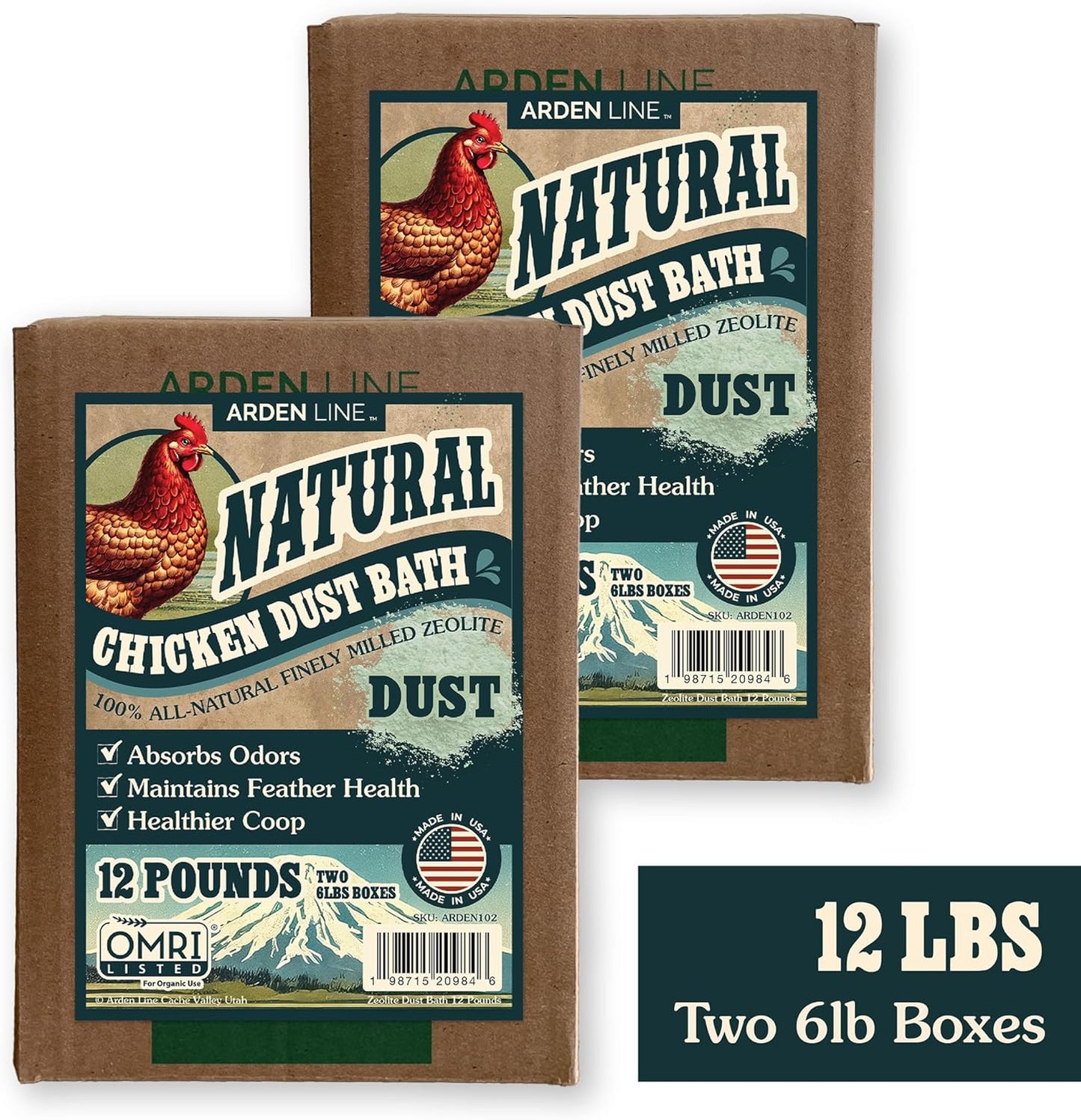 Zeolite Chicken Dust Bath - All-Natural Finely Milled Dust in 12 lb Kraft Box | Made in The USA
