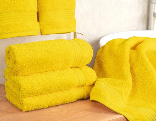 Cotton Paradise Hand Towels - 100% Turkish Cotton, Soft & Absorbent | 4-Piece Set in Yellow