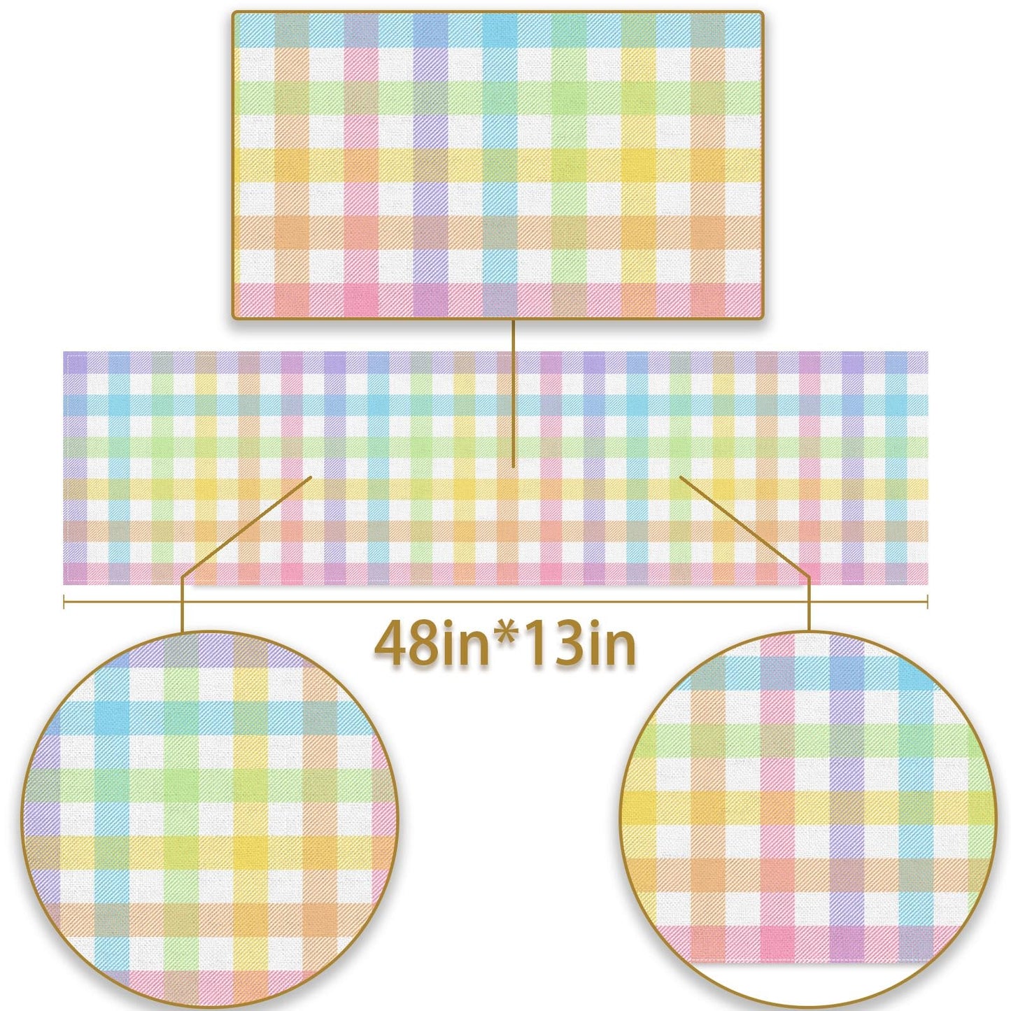Pudodo Easter Buffalo Plaid Check Table Runner Spring Holiday Farmhouse Fireplace Kitchen Dinning Room Home Party Decoration (13" x 48")