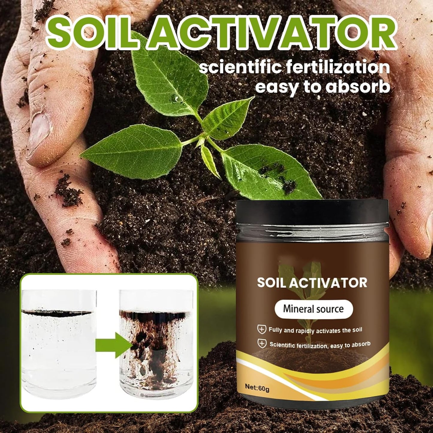 Skiennix Organic Soil Activators - 2PCS Plant Fertilizers for Healthy Garden Beds | 60g Rooting Boost