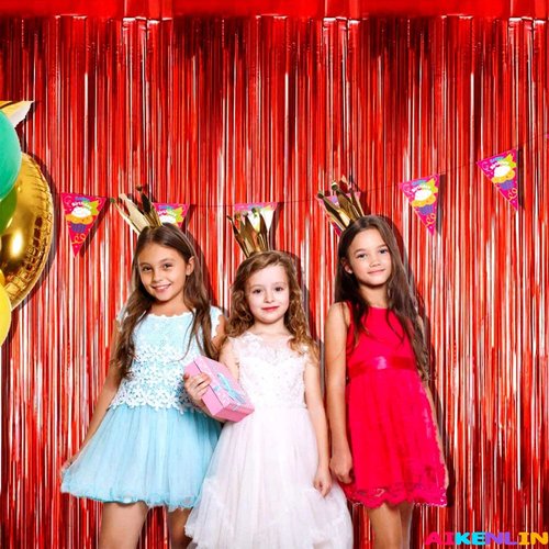 4 Pack 3.2Ft x 9.8Ft Pink Blue Foil Fringe Curtain Backdrop, Metallic Tinsel Foil Fringe Streamers Curtains for Photo Booth, Wedding, Gender Reveal Backdrop Boy or Girl Birthday Party Decoration