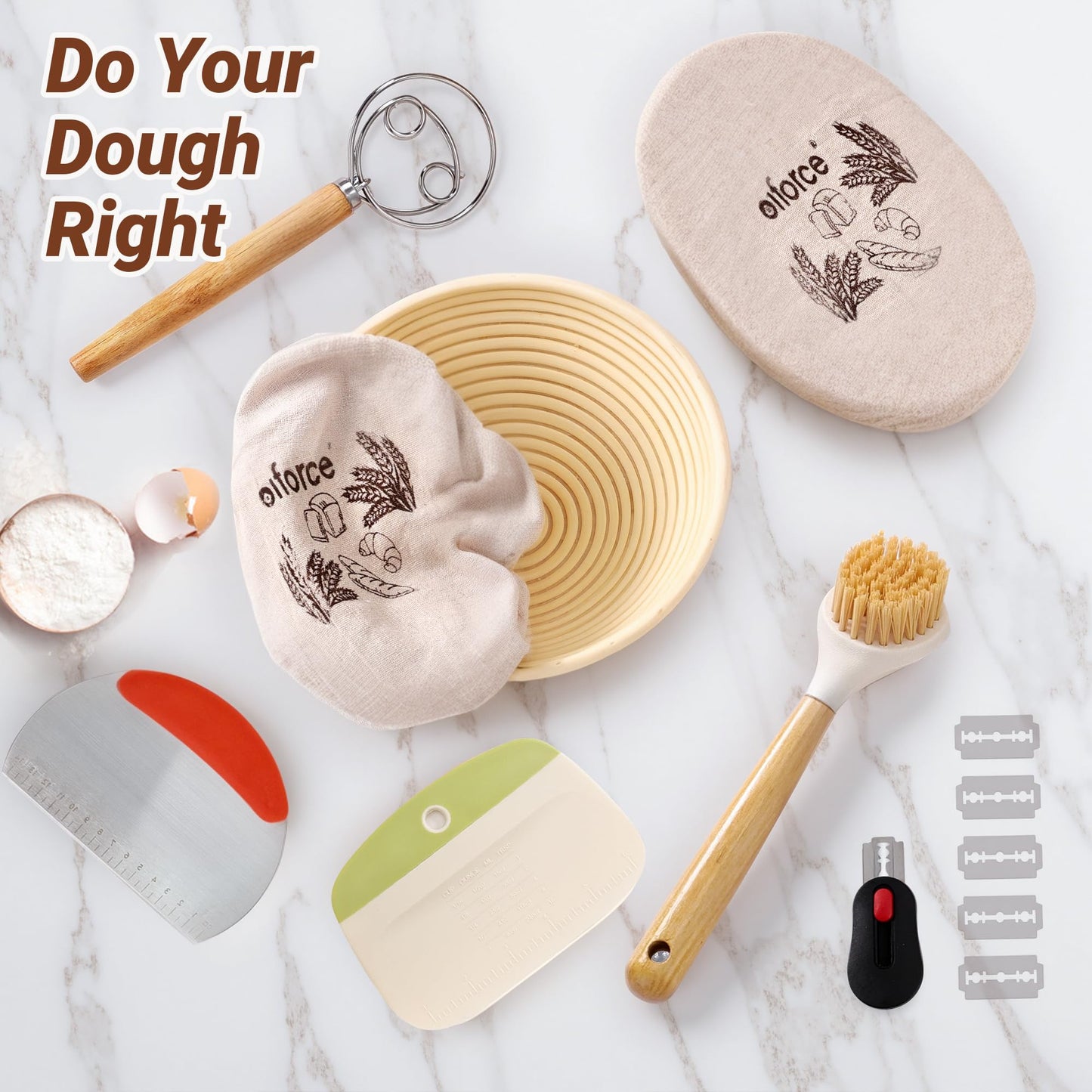 Olforce Banneton Sourdough Proofing Basket Kit,10"Round & 11"Oval Proofing Basket with Liners & Covers,Bread Baking Supplies for Home or Professional Sourdough Bakers Baking Tool