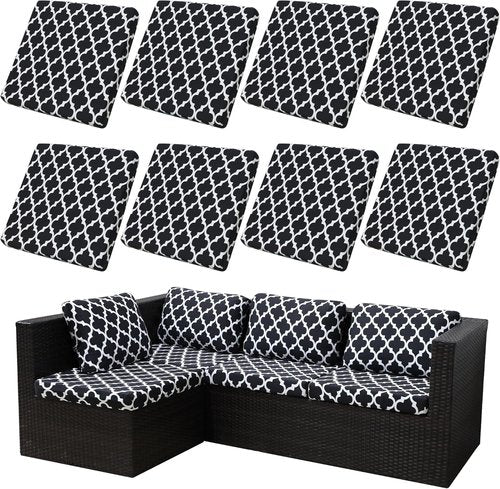 BIETYONE Patio Cushion Covers - 8Pcs Washable & Reusable Outdoor Couch Slipcovers | Lingge Grey
