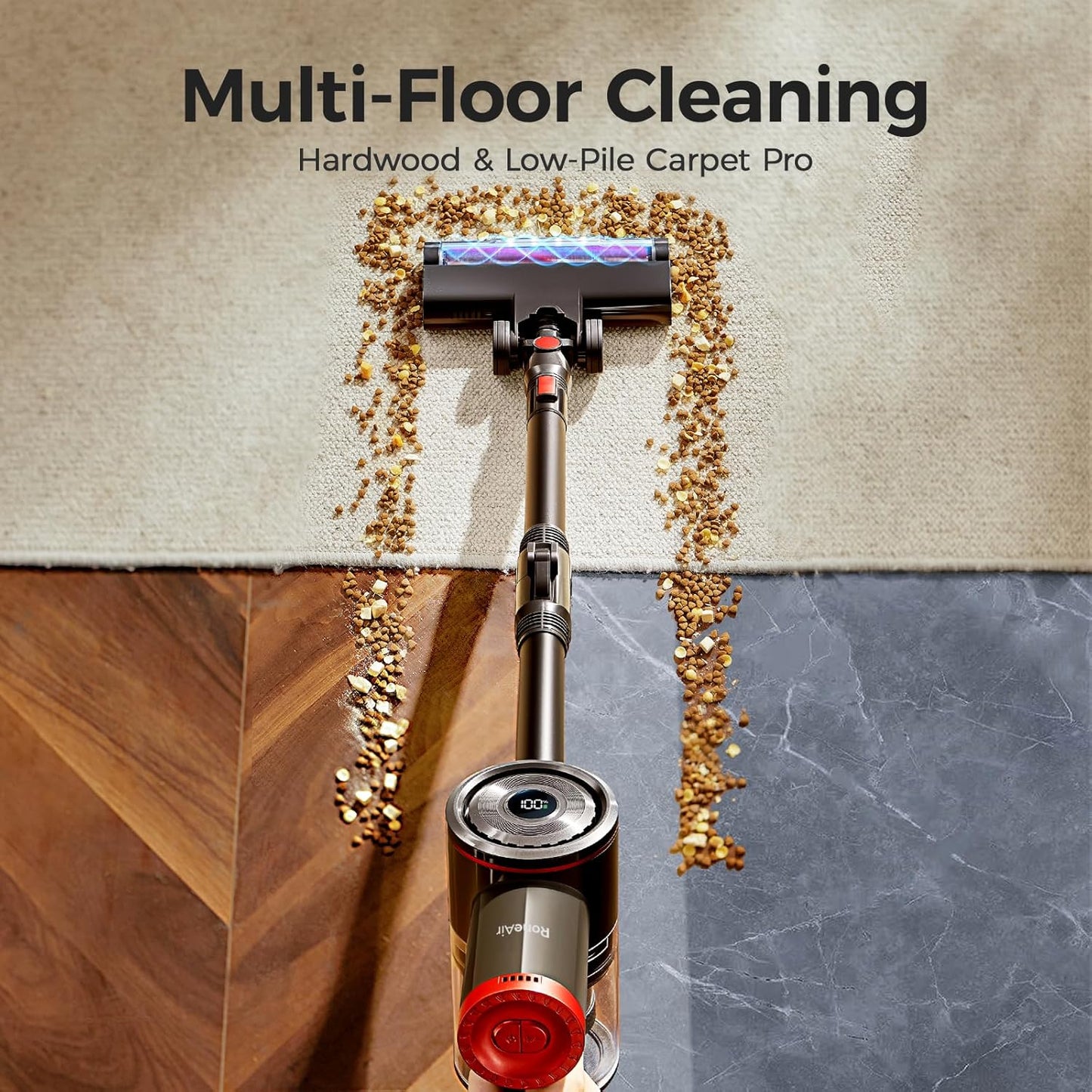 RONEAIR Cordless Vacuum Cleaner - Powerful 40Kpa Suction for Pet Hair | Self-Standing, 45 Mins Runtime