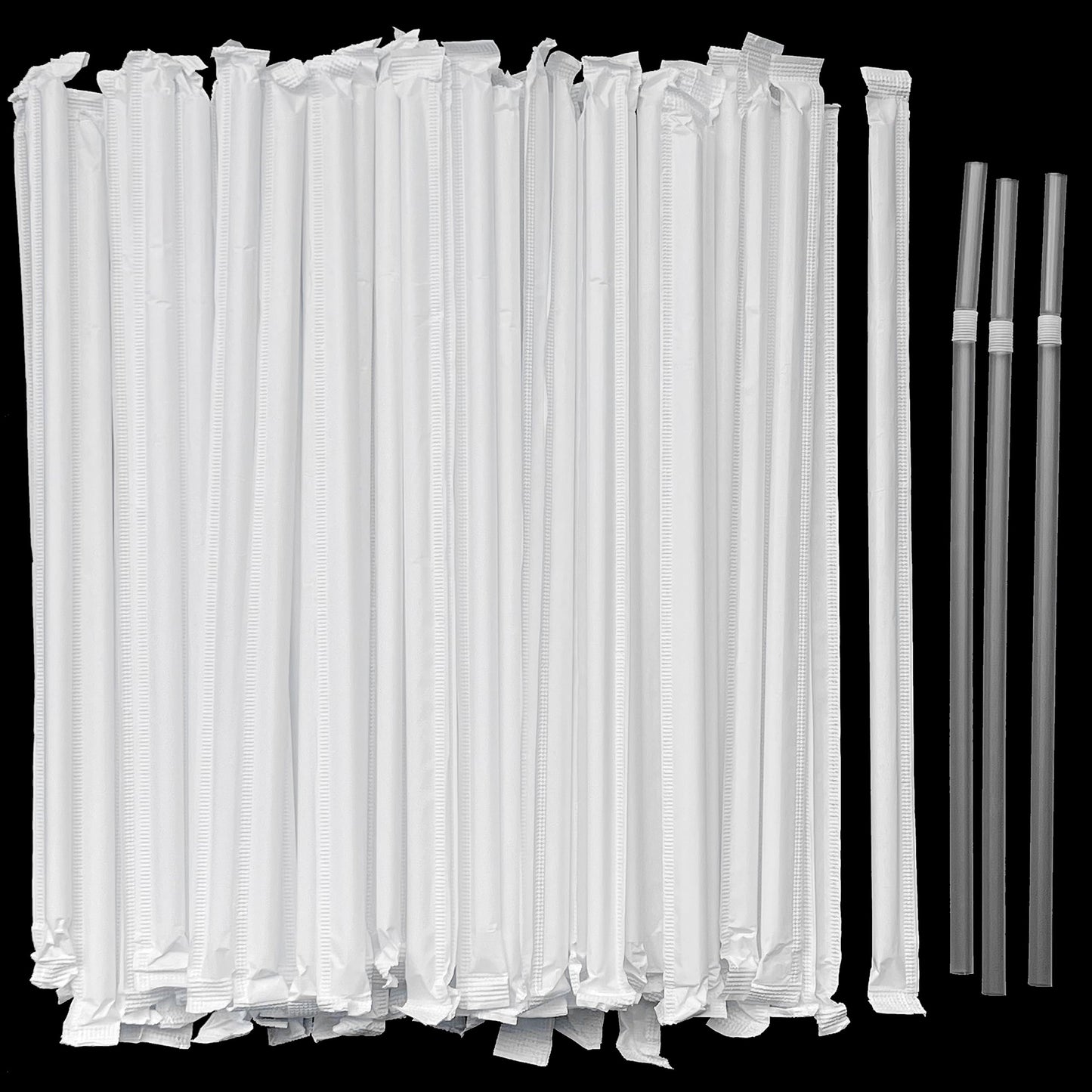 YAOSHENG [500 counts] Clear Straw 8.26" x 0.23" Individually Wrapped Straws, Flexible Drinking Straws, Disposable Bendy Plastic Straws (500, Transparent - (Paper Wrapped))