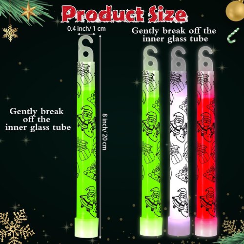 Jenaai Glow Sticks Bulk Hanging Wands 6 Inch Mini Sticks Goodie Bags Fillers Glow in the Dark Party Favors Supplies (12 Pcs,Santa Claus)