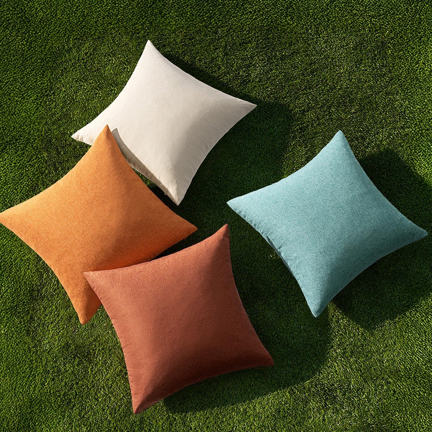 MIULEE Decorative Outdoor Throw Pillow Covers - Waterproof Farmhouse Cushion Cases | 18x18 Inch, Orange Rust (Pack of 4)