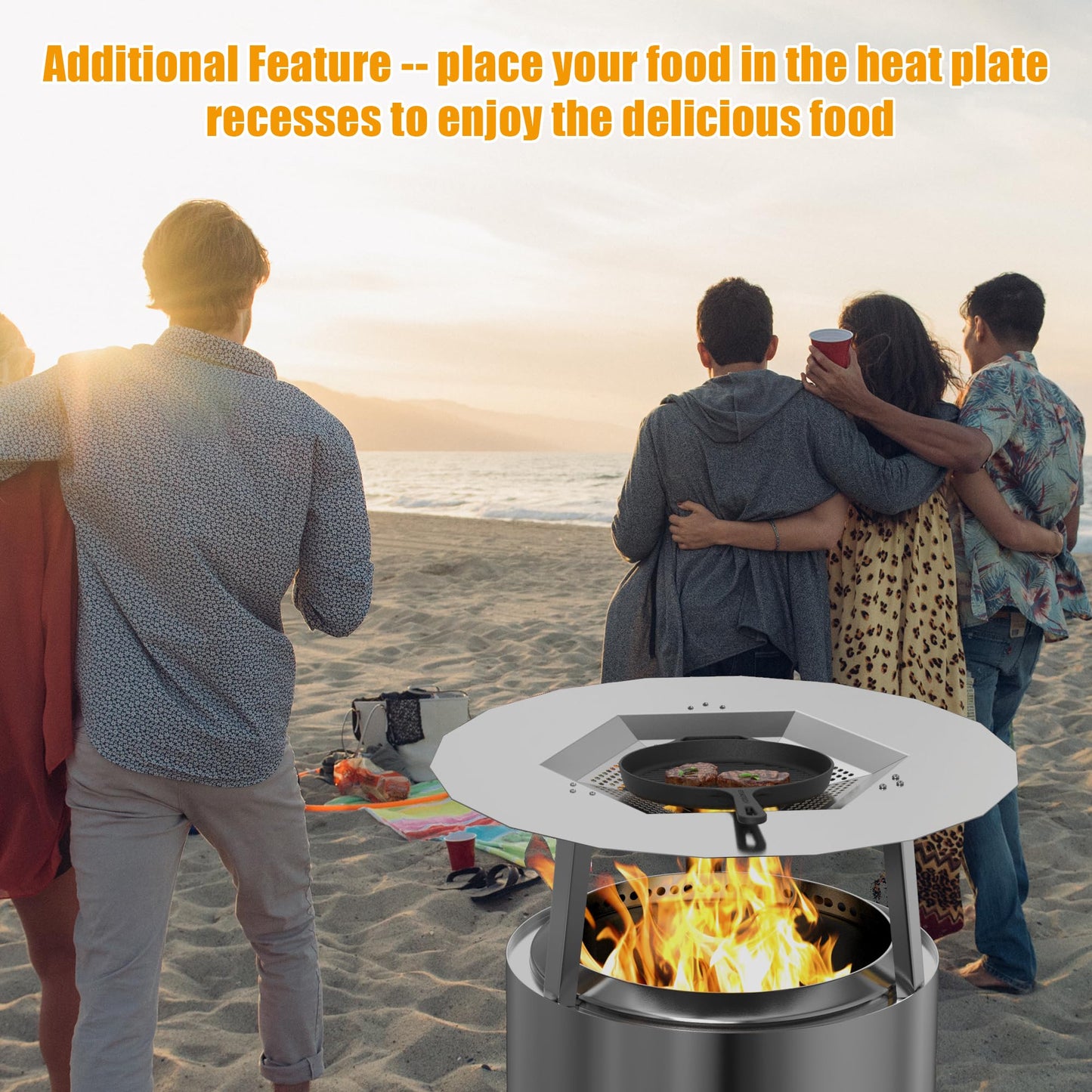 BBQ-PLUS One-Piece Heat Deflector Replacement for Solo Stove Ranger 15" Fire Pit, Stainless Steel Heat Diffuser Accessories with 3 Support Leg for Most 15 inches Outdoor/Indoor Backyard Fire Pit