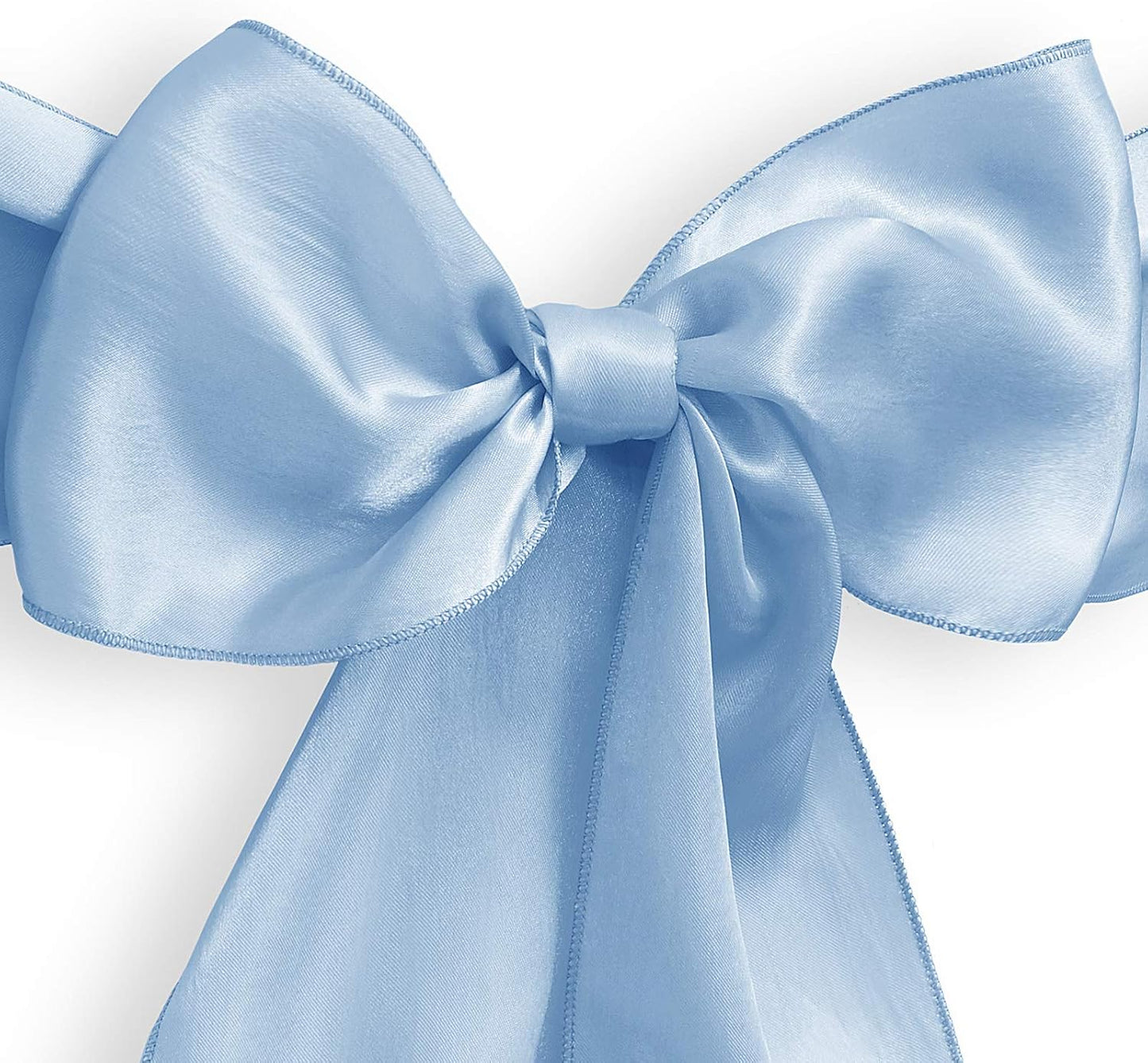 Lann's Linens - Elegant Baby Blue Satin Chair Cover Sashes with Ribbon Tie Back - Perfect for Weddings & Parties