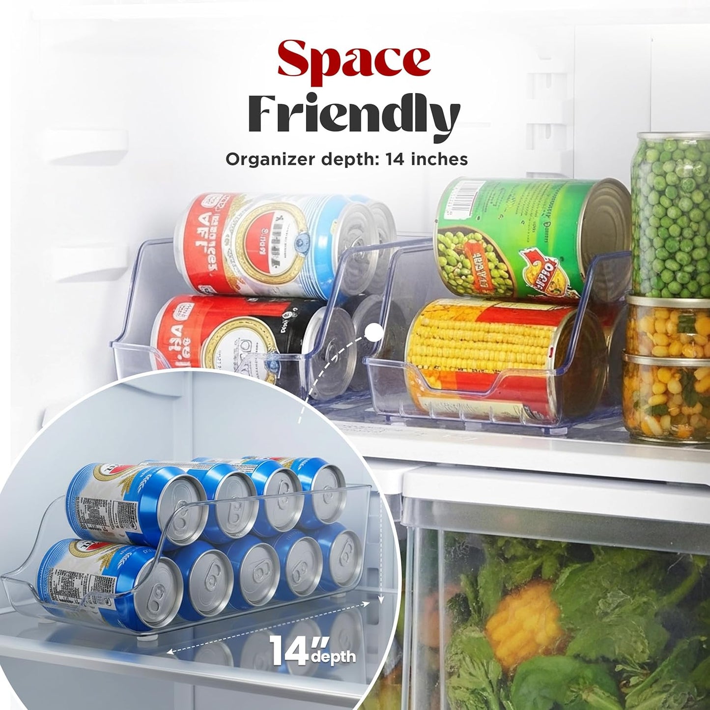 Utopia Kitchen Soda Can Organizer - Durable Clear Can Dispenser for Fridge & Pantry | Set of 2