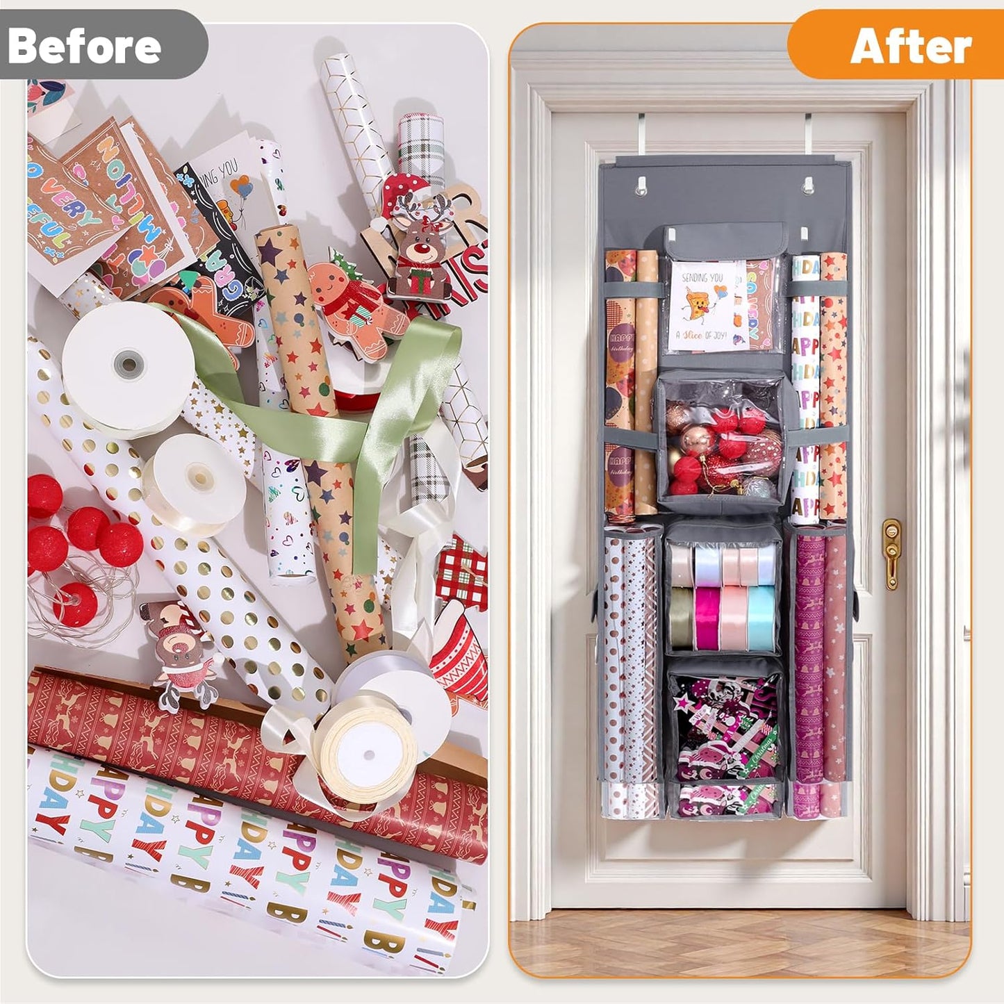Regine Switzerland Gift Wrapping Paper Storage - Double-Sided Organizer, 40x16 Inch Heavy-Duty Oxford Bag