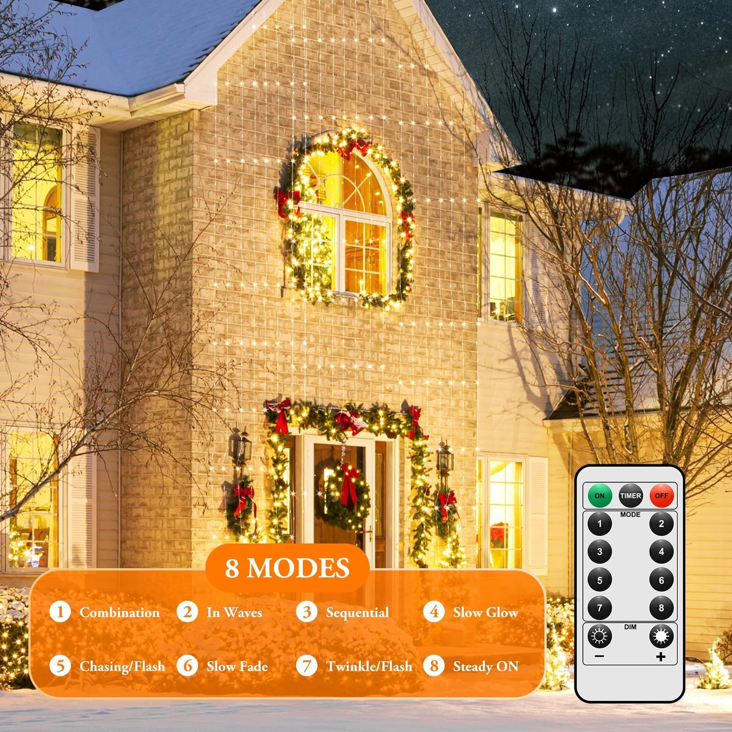 Lakumu 4-Pack 132FT 400LED Fairy Lights, Battery Operated String Lights with Timer & Remote, 8 Modes, Waterproof Twinkle Lights for Indoor Outdoor Bedroom Wedding Decor, Warm White(33FTx4)