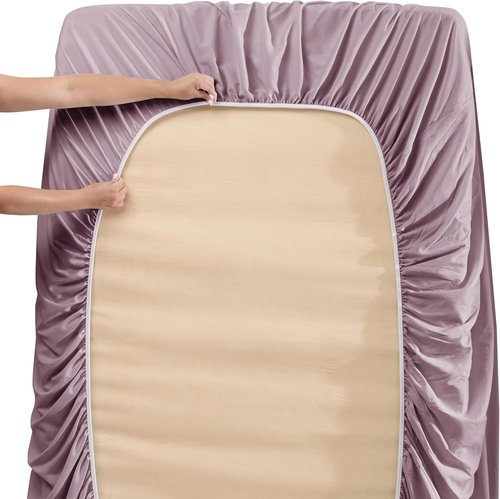 Hearth & Harbor Twin Extra Deep Pocket Sheet Set - Luxury Soft 6-Piece Bedding for 18-24 Inch Mattresses | Dusty Purple