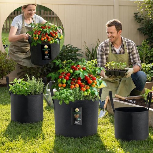 Dipuosile 5 Gallon Grow Bags - Heavy Duty 300G Nonwoven Fabric for Tomatoes, Potatoes & Vegetables