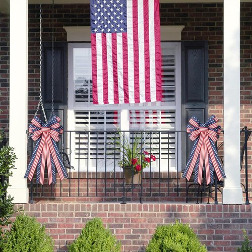 **SY Super Bang 4th of July Decorations - Red, White & Blue Wreath & Patriotic Bows for Indoor/Outdoor Use**