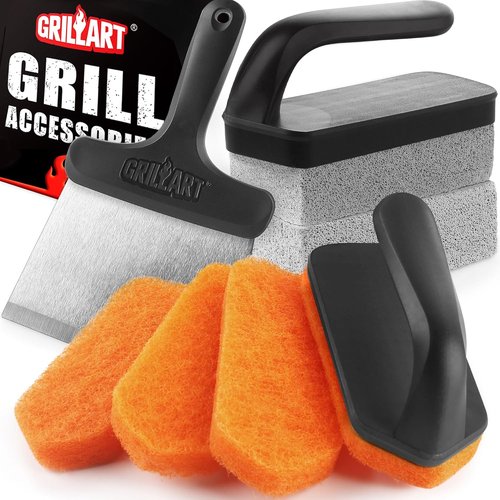 GRILLART Griddle Cleaning Kit - Multifunctional Accessories for Blackstone Grills | Includes Scraper & Stone